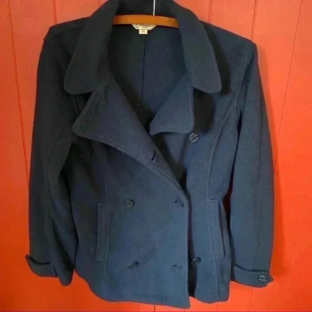 Lands End pea coat girls L(14) blue